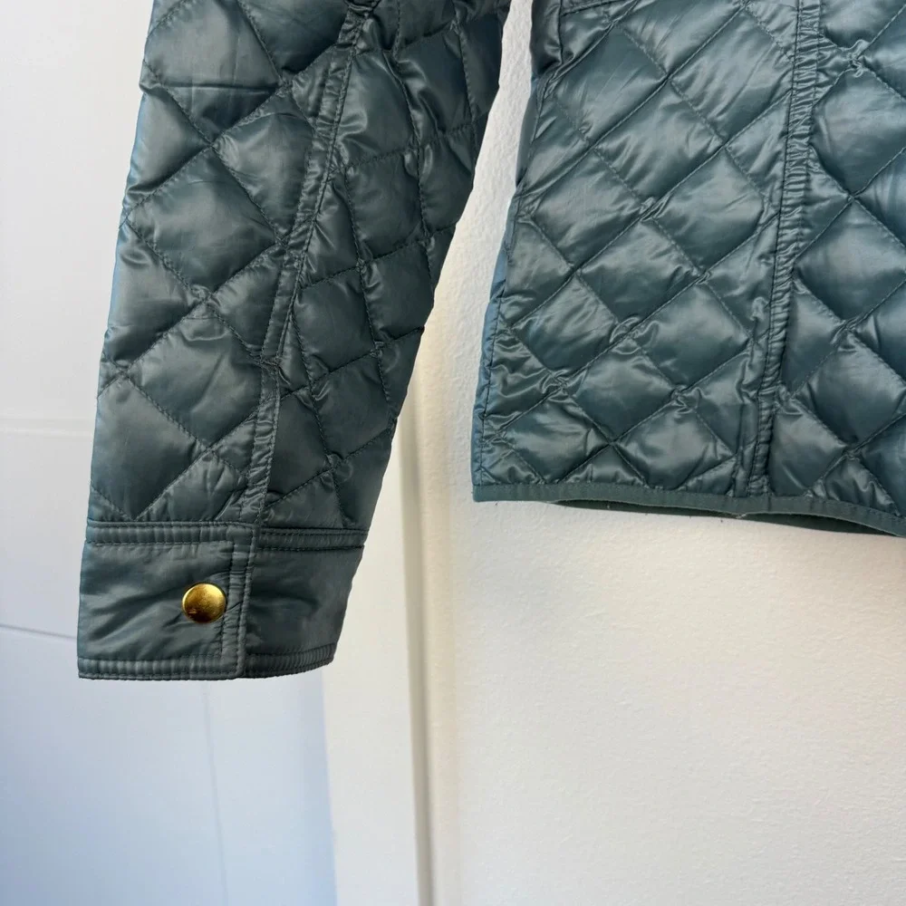J. Crew Teal Shiny Quilted‎ Down Field Jacket